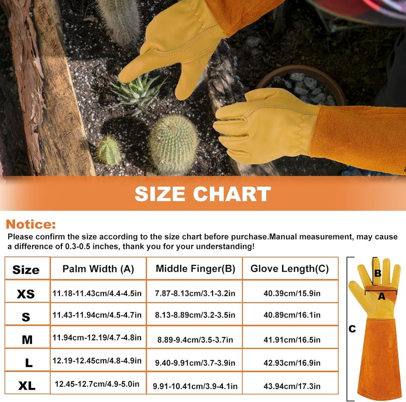 SLARMOR Long Gardening-Gloves Women/Men-Thorn proof Rose Pruning Heavy Duty Gauntlet, Best Garden Gifts for Gardener-S - Image 4